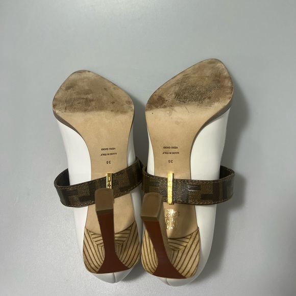 Fendi Wo Patent Neoprene Mary Jane Pumps Heels White Women’s EU 36/US 6 - Picture 8 of 11